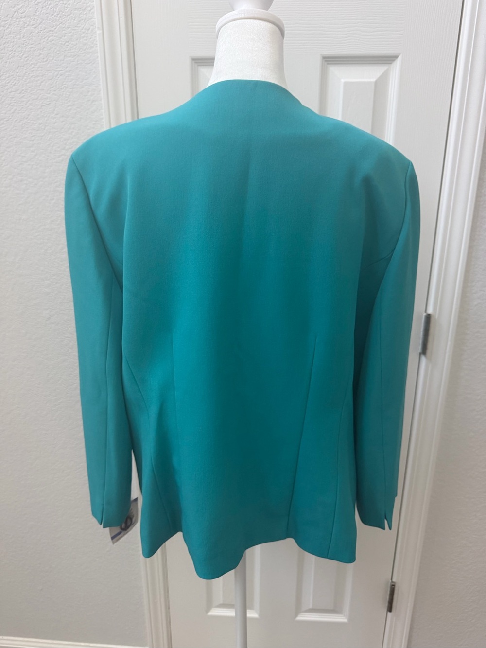 NWT Kasper Aqua Oasis One Button Collarless Blazer Suit Jacket Plus Size 18 - Picture 2 of 7